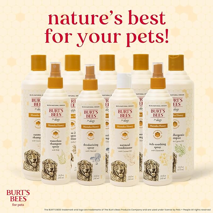 Burt’s Bees Manuka Honey Oatmeal Shampoo for Dogs with Coconut Oil, 16 Fl Oz