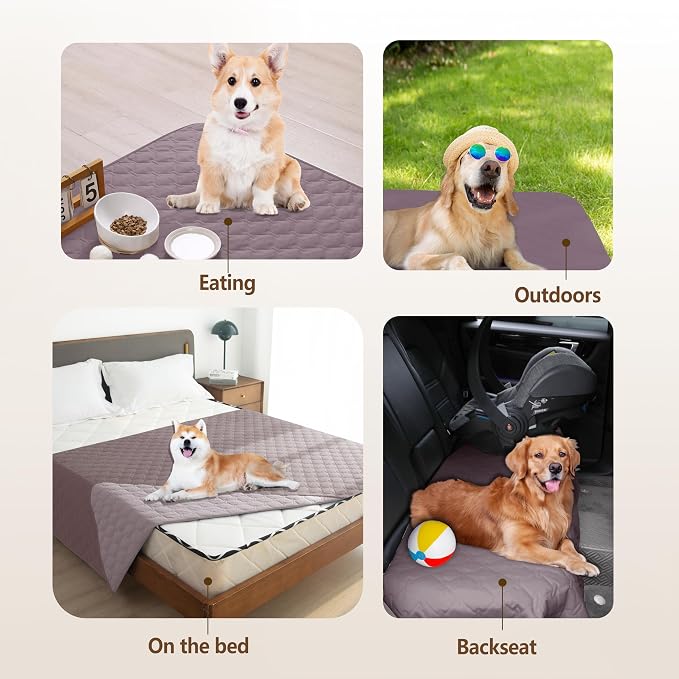 gogobunny Waterproof Dog Blankets for Large Dogs, Pet Bed Cover Breathable | Washable Pee Pads, Quilted Throw Blanket, Furniture Protector for Couch Sofa Bed Car, 82x82 Inch Dark/Light Sea Fog