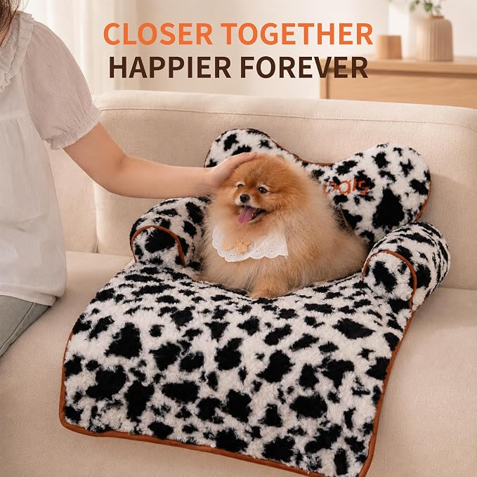 CHEERPALS Dog Bed Couch Cover Sofa Protector for Dogs, Pet Mat Calming | Removable Washable Cover, Fluffy Soft Cushion, Non Slip, Large Dog Bed for Sectional Sofa & Loveseat (Black&White, Large)