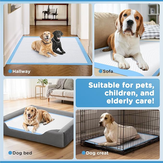 iweepet Enormous 37"x 54" Dog Training Potty Pads, Super Absorbent & Leak-Proof 6 Layers Puppy Pads 30 Counts, Disposable Dog Pee Pads Extra Large for Puppy, Surgery, Older, Cats, Rabbits