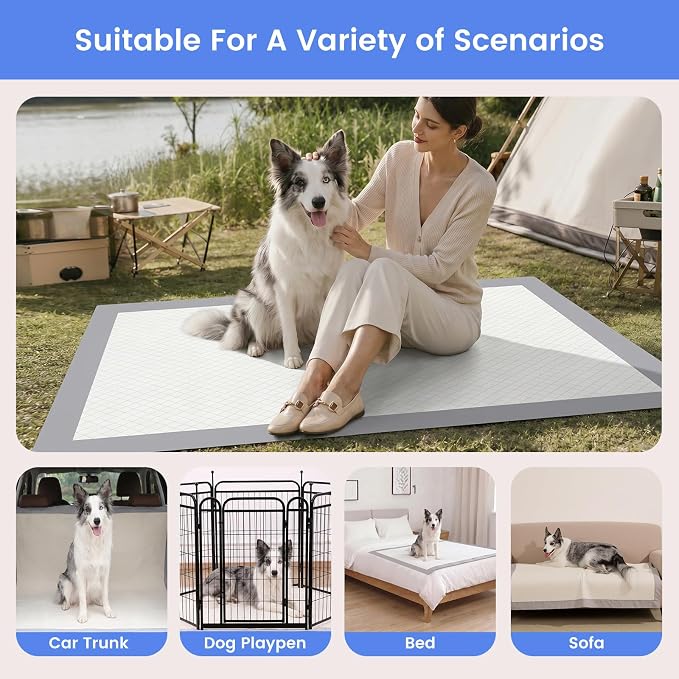 Gardner Pet 44" x 63" Extra Large Pee Pads for Dogs, Enormous Puppy Pads, Dog Pads with Anti-Slip Particle, Puppy Training Pads, Grey 20 Count
