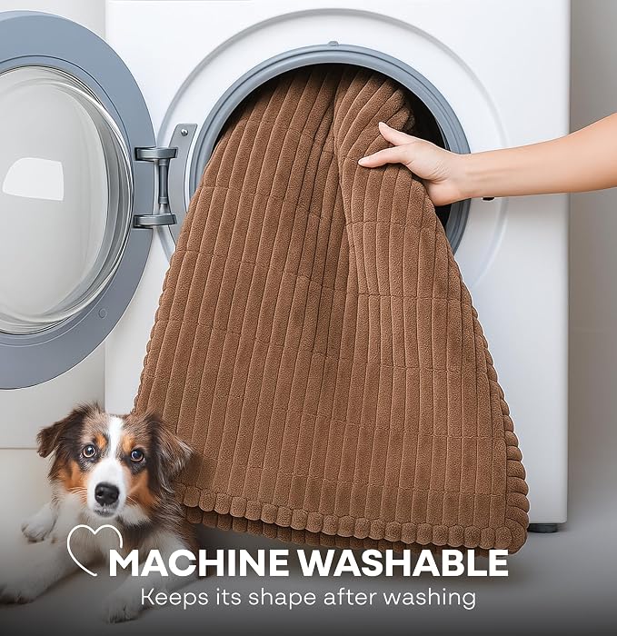 Dog Bed for Car Back Seat Extender - Non-Slip Backseat Cushion for Dogs - Travel Plush Pet Mat Topper for Cars, Trucks, SUVs - Machine Washable Pad Blanket - Brown, 54" x 24.8"