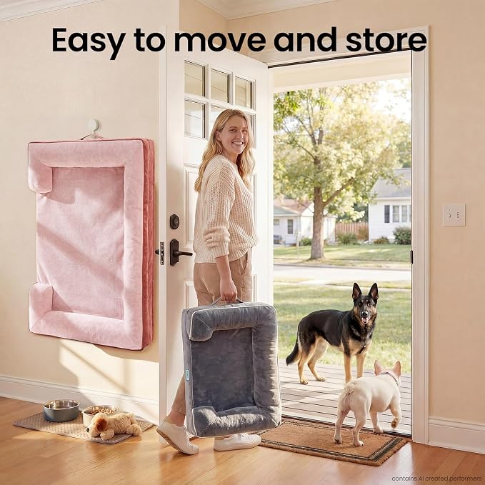 OhGeni Orthopedic Extra Large Dog Bed Couch, Memory Foam, 44-inch (Pink) | Waterproof Pet Bed with Machine-Washable Removable Cover & Soft Comfortable Fabric
