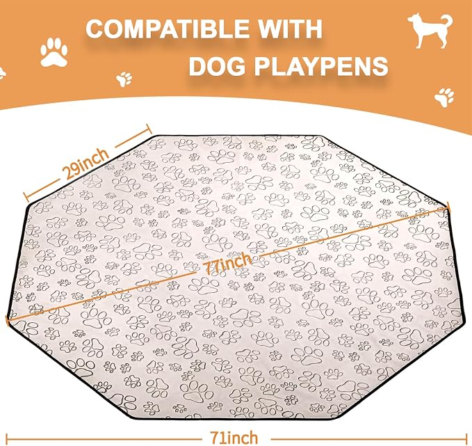 Reusable Puppy Pads, Washable Pee Pads, Leakproof 71"x 71" | Extra Large Absorbent Dog Pads With Waterproof Non-Slip Backing For 8 Panel Playpens, Kennels, Indoor Potty & Puppy Training
