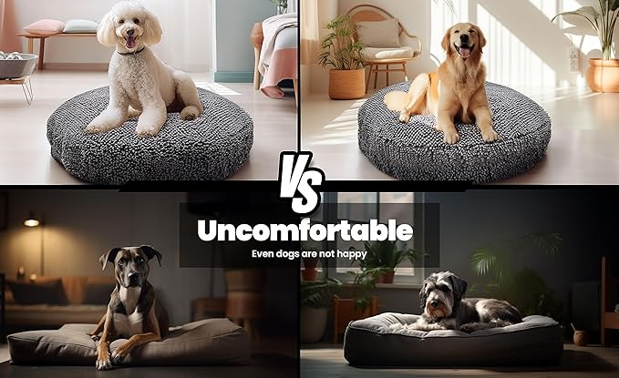 Muddy Mat® Cloud K-9 Bed for Dogs & Cats, Soft & Relaxing Round Dog Bed, Chenille Material, Removable Cover, Washable & Dryer Safe–Grey Large(40'x40')