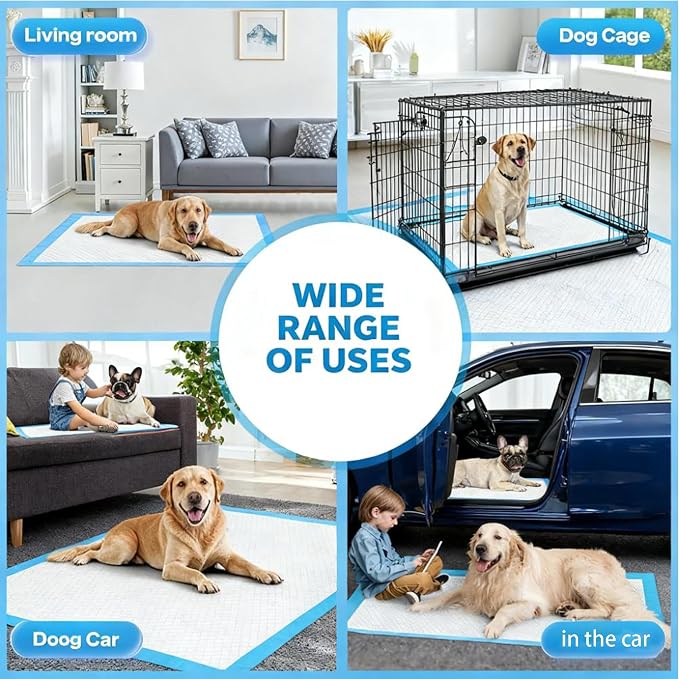 40 Count Extra Large Dog Pee Pads 31" x 55", 6-Layer Soft Highly Absorbent Puppy Pads, Quick Dry Odor Control Potty Pads for Large Dogs & Multi-Pet Families, Leak-Proof Dog Training Pads