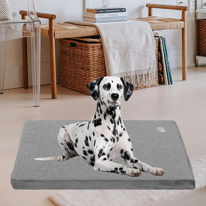 EMPSIGN Stylish Dog Bed Mat Dog Crate Pad Mattress Reversible (Cool & Warm), Water Proof Linings, Removable Machine Washable Cover, Firm Support Small to XX Large Dogs, Grey,XL(41''''*28''''*3'''') | Reversible(Cool & Warm), Waterproof Linings, Removab...