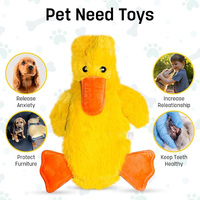 FGA MARKETPLACE Duck-Fox Flat NO Stuffing NO Squeak Plush Dog Toy, Funny Style Will Entertain Your Pet for Hours, Recommended for Small and Medium Dog 21 INCH Long