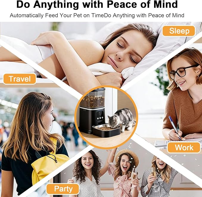 Automatic Cat Feeder,2.4G WiFi Automatic Dog Food Dispenser,Auto Dog Feeder with APP Control,5L Timed Auto Cats Food Dispenser w 2-Way Audio for Multiple Pet