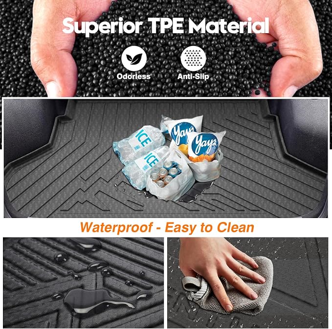 KUST Cargo Trunk Mat for Toyota Camry 2018-2025, Rear Cargo Liner for Camry Accessories All Weather TPE Rubber Raised Edge