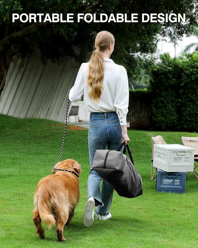 Veraste 33" Soft Collapsible Travel Dog Crate for Medium Large Dogs,Grey | 4-Door Foldable Travel Crate,breathable mesh, foldable with storage bag