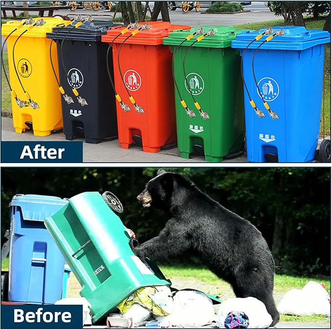 4 Pcs Trash Can Lid Lock for Animal, Bear Proof Trash Can Locks, Universal Outdoor Heavy Duty Garbage Bin Lock for Raccoon, Easy to Install