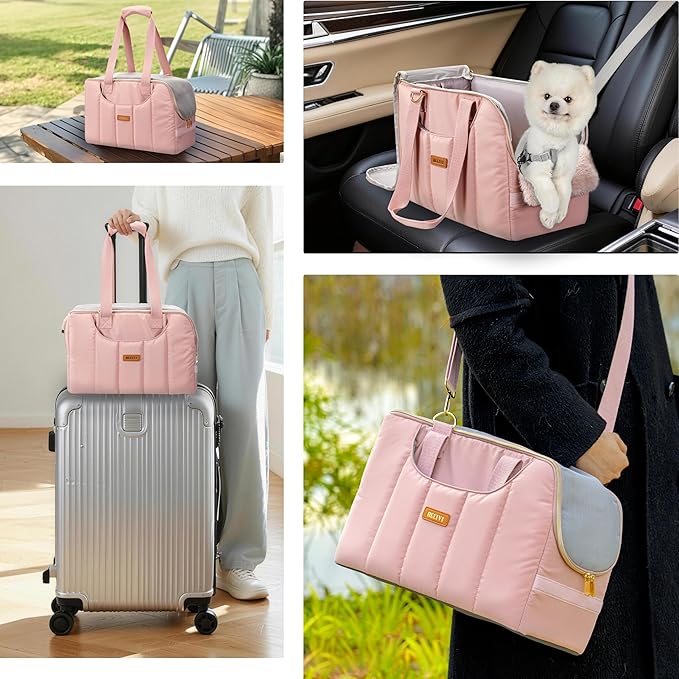 Dog Purse Carrier for Small Dogs Cats Rabbits Up to 12lbs, Lightweight Pet Sling Carriers with Crossbody Strap, Portable Puppy Soft Sided Tote Bag Carrier for Vet,Hiking,Travel Pink
