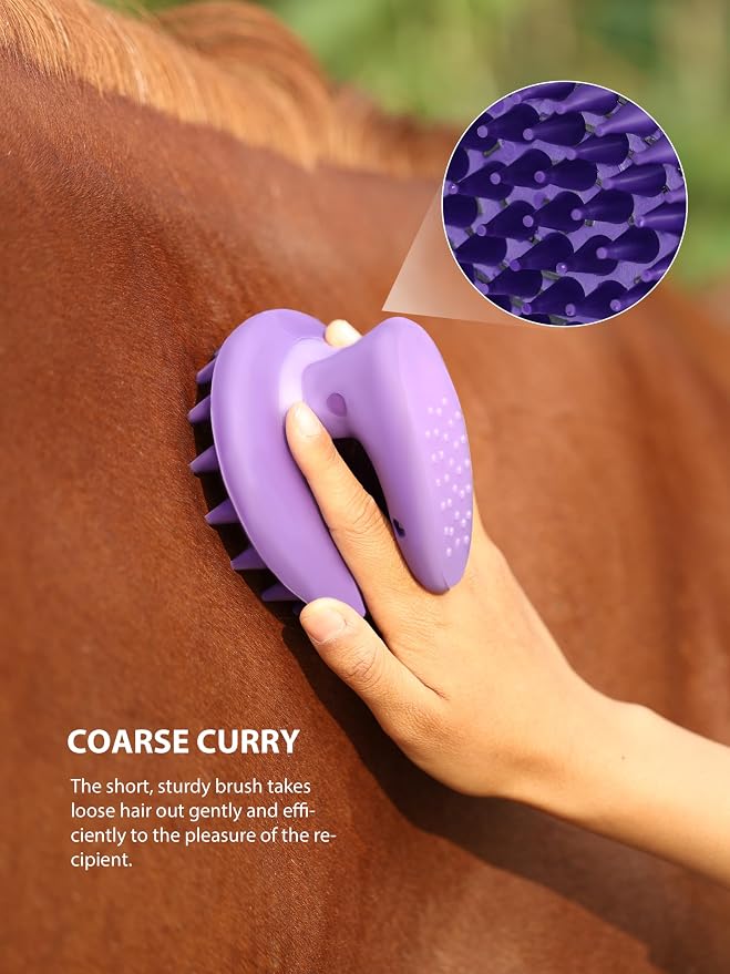 Harrison Howard Horse Grooming Brushes Kit 7 pieces with Organizer Tot Equine Care Series Horse Brush Sets New Purple