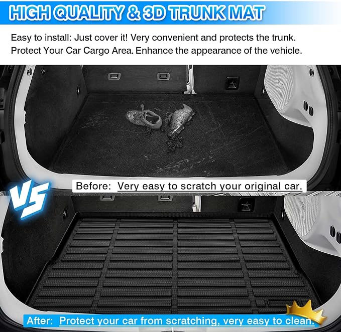 Cartist Custom Fit for Cargo Liner Jeep Cherokee 2014-2022 2023 All Weather Anti-Slip Rear Trunk Mat Waterproof TPE (NOT for Jeep Grand Cherokee)