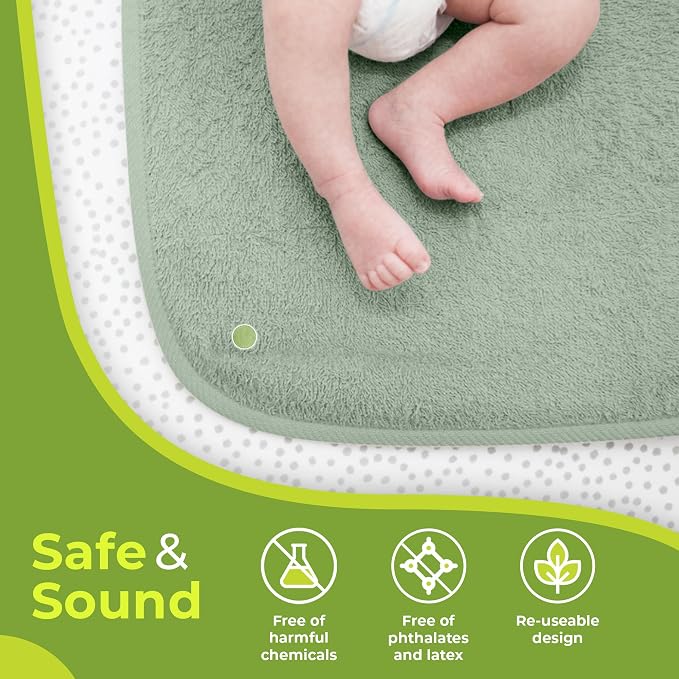 PeapodMats Bedwetting Waterproof Bed Mat, Reusable 3x5 Sage | Washable reusable bed mat for bedwetting, incontinence, kids, adults, pets, and mattress protection.