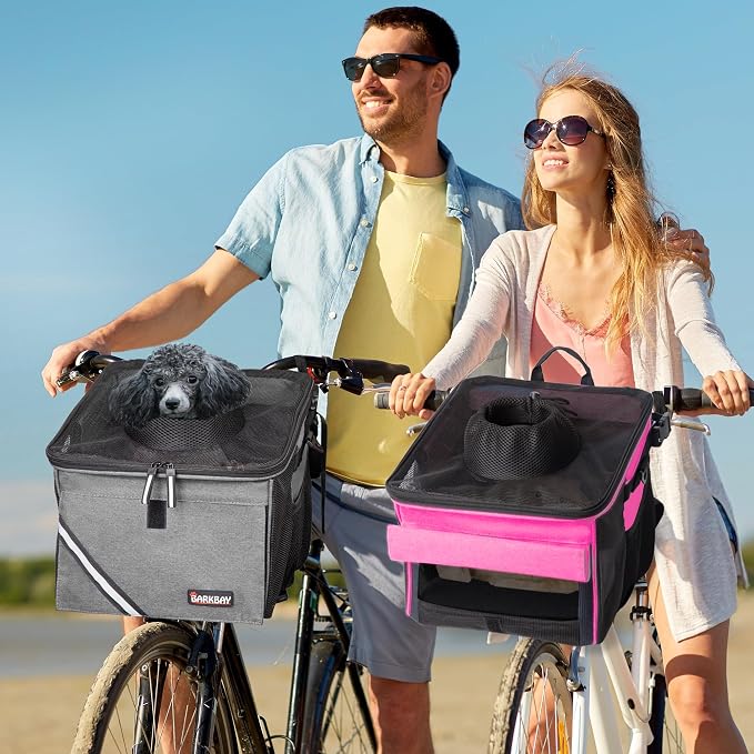 Pet Carrier Bicycle Basket Bag Pet Carrier/Booster Backpack for Dogs and Cats with Big Side Pockets,Comfy & Padded Shoulder Strap,Travel with Your Pet Safety(Titanium)