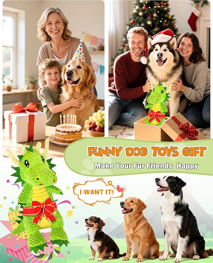 Jeefome Interactive Squeaky Dog Chew Toy,Plush Dog Rope Toys for Small Medium and Large Dogs,Tug of War Dog Toys to Keep Them Busy,Training Reward Gift,Teeth Cleanin