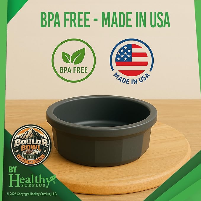 Pet Crock Bowl - 2 Pack – Thick Durable Plastic (Blue, 96oz Jumbo) Non-Tip Food & Water Dish for Dogs, Cats - Indoor/Outdoor - Chew Resistant, Easy Clean BouldrBowl from Healthy Surplus®