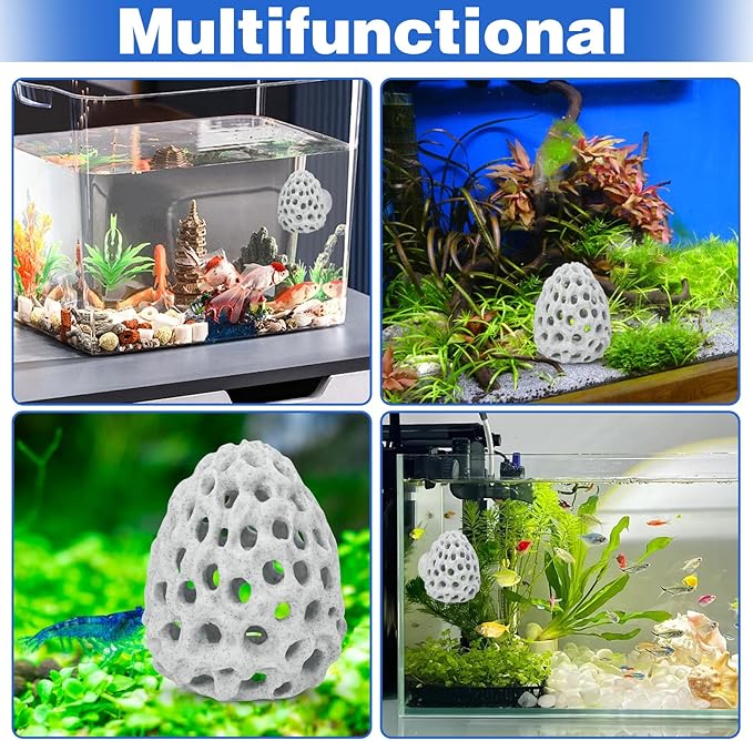 HINGTAI Shrimp Dome Hide Betta Habitat Fish Tank Tunnel with Suction Cup Aquarium Fish Cave Hideout Ornament Accessories for Shrimp Guppy Hiding Resting White