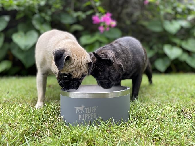 Tuff Pupper 100 oz Heavy Duty Insulated Stainless Steel Dog Bowl for Large Dogs, Non-Slip Base, Dishwasher Safe