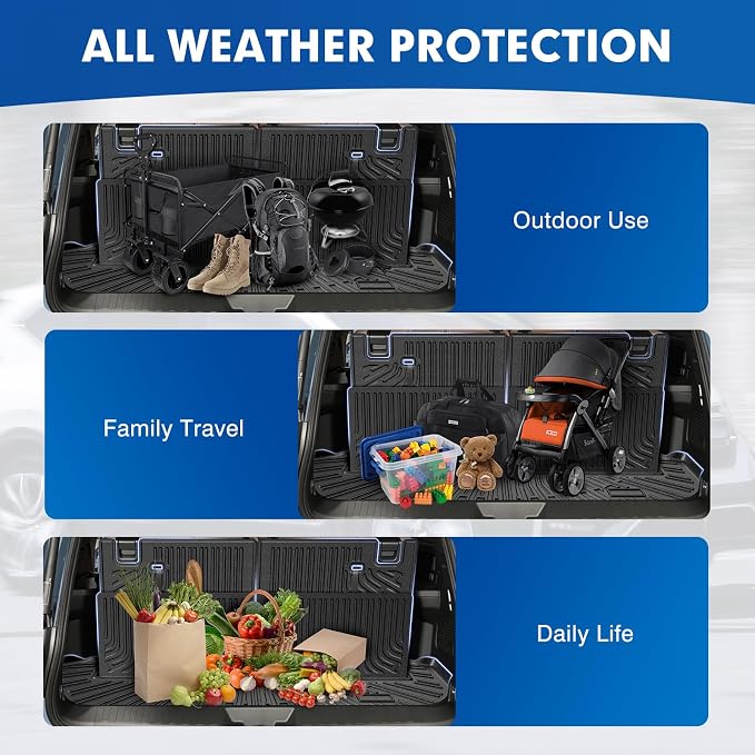 Mixsuper Cargo Liner for Toyota 4Runner 2025-2026 7-Passenger Models Only (Not for 5-Seater), All Weather Trunk Mat & Separate Seatback Protectors