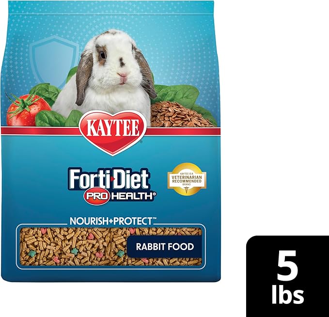 Kaytee Forti-Diet Pro Health Nourish+Protect Adult Rabbit Food, Comprehensive Nutrition Backed by Science, Digestive Health, Immune Support, 5 pounds