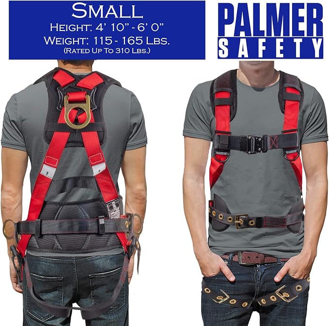 Fall Protection Hammerhead Kit I 5pt Safety Harness, 6' Double Leg Lanyard, 18" D-Ring Extender (Red - SM)