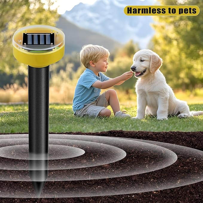Snake Repellent for Yard 10 Pack, Ultrasonic Mole Repellent,Solar Powered Gopher Repeller Sonic Mole Deterrent Spikes, Snake Gopher Mole Vole Repellent Outdoor for Lawn Garden & Yard