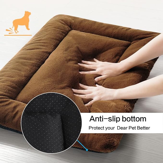 Dog Crate Pad Washable Dog Bed for Crate Medium Cozy Mat 36-Inch Brown | Ultra Soft Kennel Pad,Anti-Slip Bottom,Fits for Most Metal Crates,Comfortable Sleeping Pet Mat