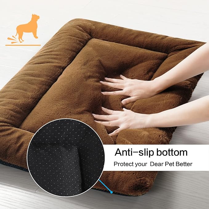 Dog Crate Pad Washable Dog Bed for Crate Small Cozy Mat 22-Inch Brown | Ultra Soft Kennel Pad,Anti-Slip Bottom,Fits for Most Metal Crates,Comfortable Sleeping Pet Mat