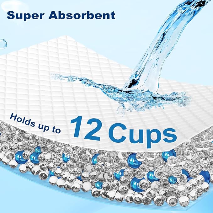 MIZOK XXL Pee Pads for Dogs Super Absorbent Extra Heavy Duty 36x36in 30Ct | Thick Blue Wee Wee Pads for Dogs with Jellyfish Prints Feature Adhesive Tabs and Leak Proof Layers for Potty Training