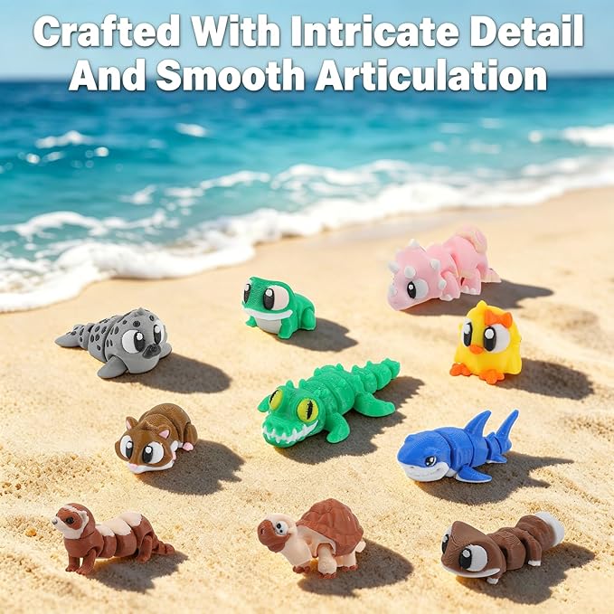 29 Pcs Mini 3D Printed Animal Statues Figurines Set Movable Joints Surprise 3D Printed Animals Cute Desk Decor Party Favors for Adults Home Office Desk Decoration Display
