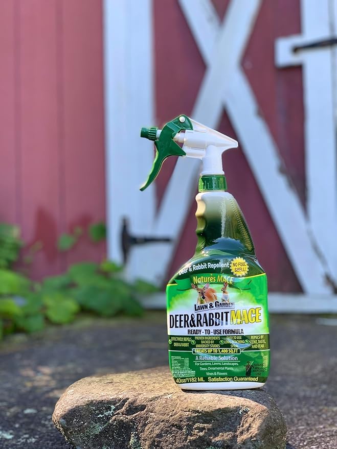 Nature’s MACE Deer and Rabbit Mace, Deer Repellent Spray, Plants, Lawns, Flowers, Gardens, Deer Repellent Spray, Keep Deer Out, Deterrent, All-Season Protection, 1 Gallon Concentrate, Treats 2 Acres