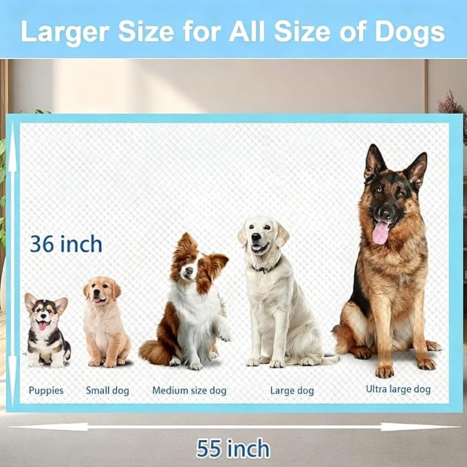 XXXXL Puppy Pee Pads for Dogs 36"x55" 50 Count, Extra Large Dog Pee Pads, Leak-Proof & Super Absorbent Dog Pee Pads, Thicken Disposable Potty Pads Puppy Training Pads for Cats Rabbits