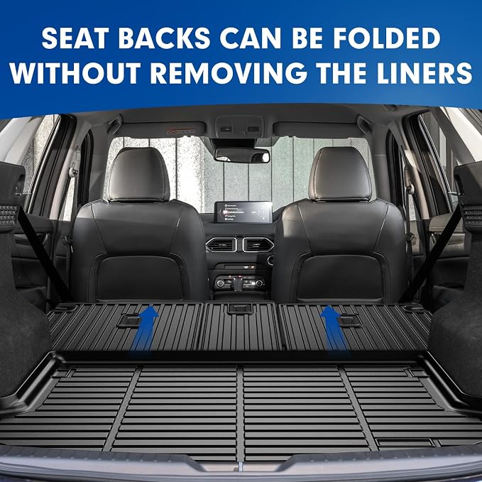 Mixsuper Cargo Liner for Mazda CX-5 CX5 2017-2024 2025, All Weather Trunk Mat Backrest Mat TPE Back Seat Cover Protector for CX5 Accessories
