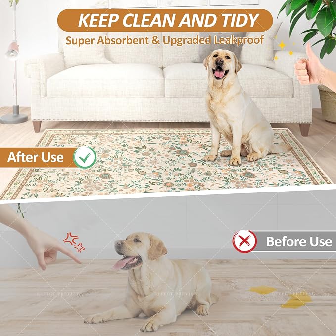 Washable Pee Pads for Dogs, 2 Pack Reusable Puppy Pads, 18"x24" | Super Absorbent, WaterProof & LeakProof, Non-Slip Bottom, Machine Washable, For Floors, Couches, Crates, Playpen, Cars