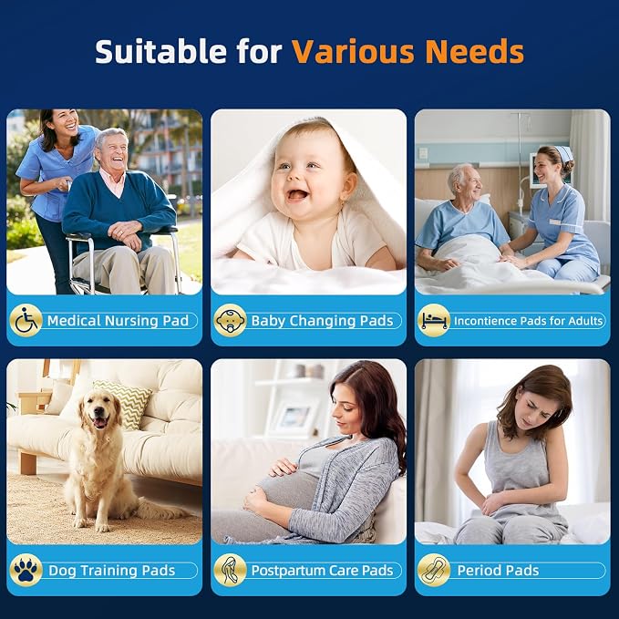 AAY Disposable Bed Pads 36" x 36" (50 Count) , Extra Large Heavy Duty Incontinence Underpads, Super Absorbent 3XL Chucks Pee Pads for Adults, Kids, Pets, Puppy Training (Adhesive Strips)