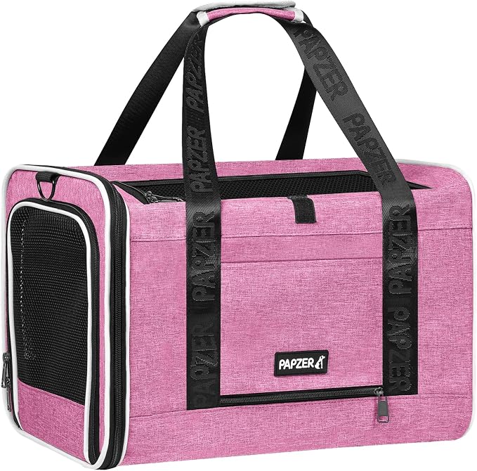 Cat Carrier for Travel, Soft-Sided, Top Loading, Privacy Curtain, to 20 lbs | Medium Pet Carry Bag Anxiety Cat, Vet Visits Car Transport, Luggage Sleeve Suitcase Attachable Small Puppy Crate Kennel Pink