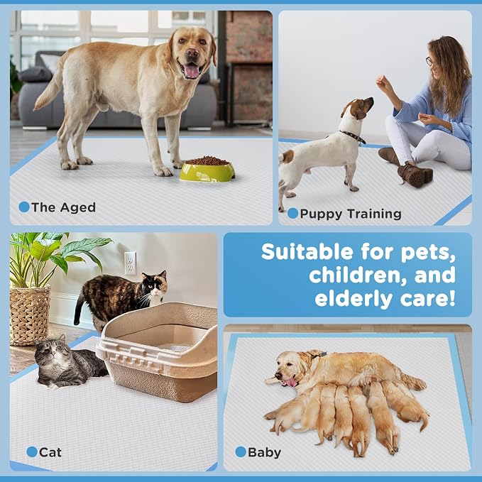 iweepet Upgraded XXXXL 31 X47 40 Counts Thicken Super Absorbent & Leak-Proof 6 Layers Puppy Pads , Disposable Potty Pads Dog Pee Pads Extra Large for Puppy, Surgery, Older, Cats, Rabbits