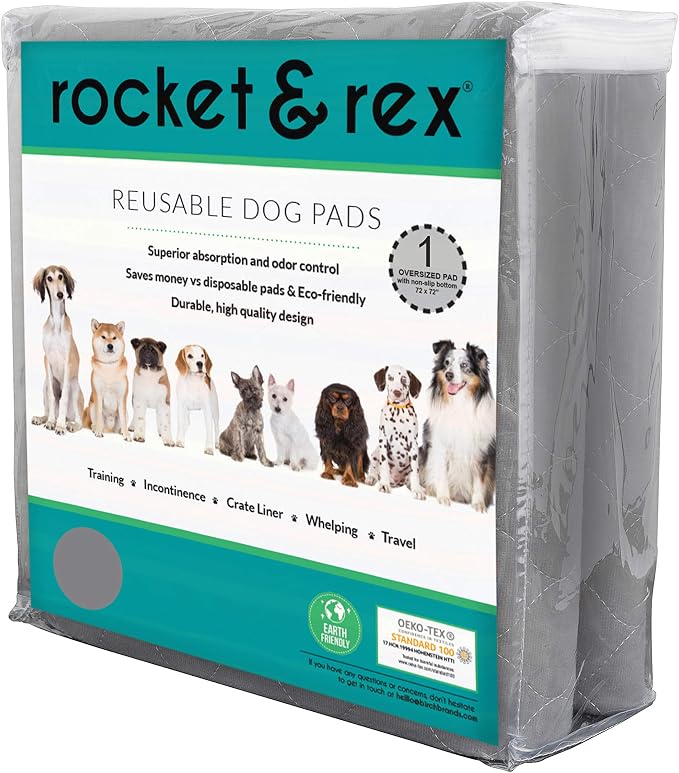 rocket & rex Premium XXL Non-Slip Washable Dog Playpen Mat (72"x72") | For whelping, potty training & travel. OEKO-TEX certified, chemical-free.