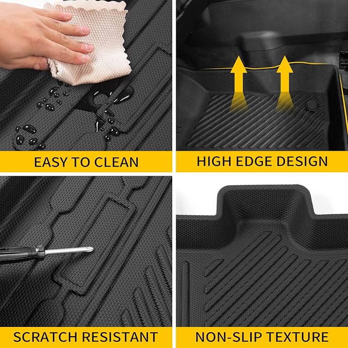 Floor Mats Compatible with 2021 2022 2023 2024 2025 2026 Ford Bronco Trunk Mat Cargo Liner Kick Mat for Ford Bronco Accessories 4 Door(Trunk Mat+Floor Mats+Rear Backrest Mats)
