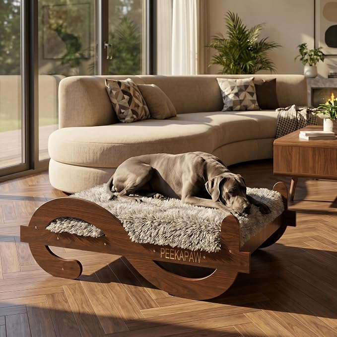 Wood Elevated Raised Dog Bed Frame Mat Set,80lb | Trainer Recommended Australian design Sturdy Attractive Dog Furniture Sofa Couch