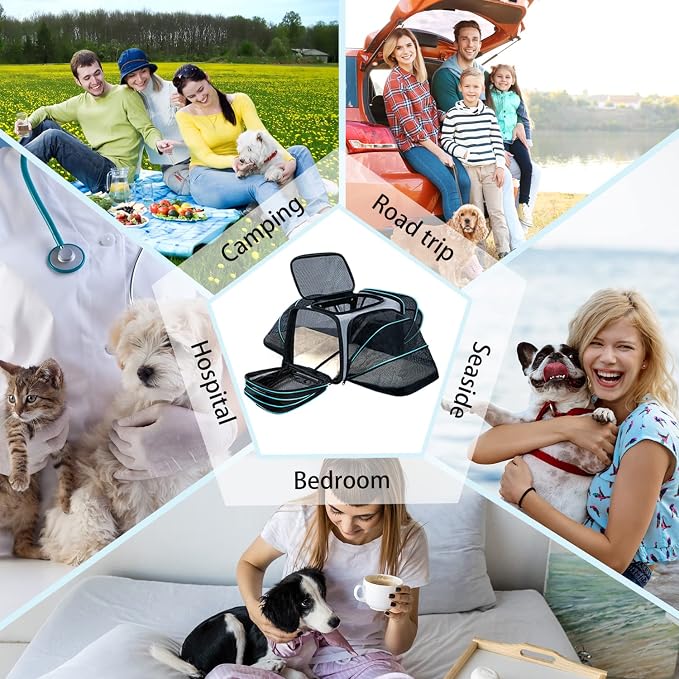 Cat Dog Airline Approved Expandable Pet Carrier for Small Pets | Removable Pad, Pockets, TSA Compliant, Soft-Sided, Breathable Mesh Window