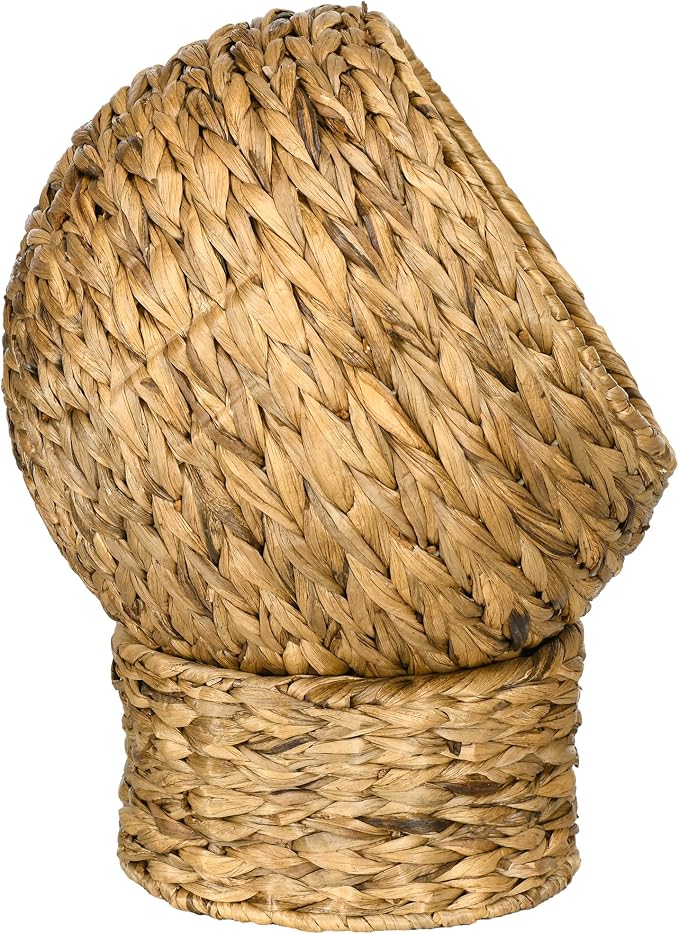 PAWHUT Egg Chair Rattan Elevated CAT Bed with Removable Cover, 17-in, Brown | Soft Cushion & Egg Chair Shape, Basket Bed Kitty House with Stand, Raised Wicker House