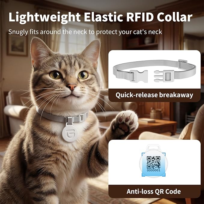 HoneyGuaridan RFID Automatic Cat Feeder,Collar Tag for Personalized Meal | 4.6L 5G WiFi Cat Food Dispenser with Cats Recognition,Diet Tracking and Anti-theft for Multi Pet Home and Different Diet