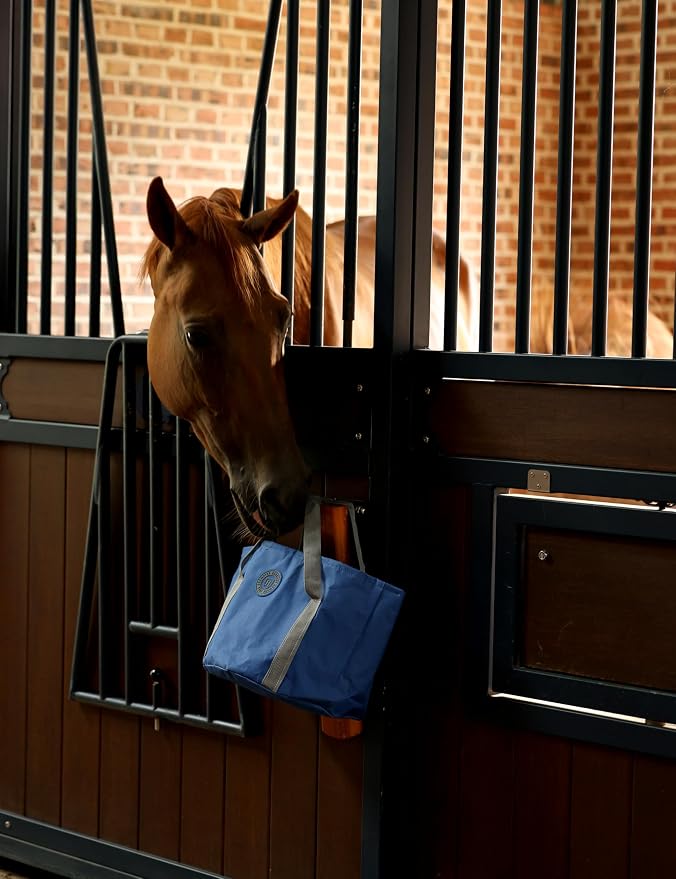 Harrison Howard Horse Grooming Kit 9 Piece with Tote, Non-Slip Silicone Grip Brush Set for Horses, Shedding Bathing Daily Care, Beginner Friendly Deep Blue