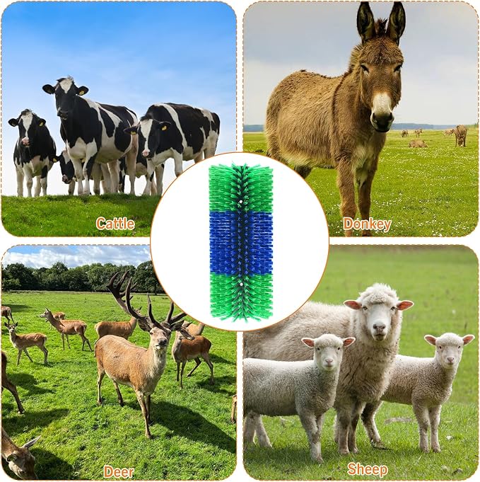 Livestock Scratching Brush Goat Scratcher Brush Full Massage Grooming Tool with 16 Screws for Cow,Cattle,Cow,Sheep, Horses,Pigs