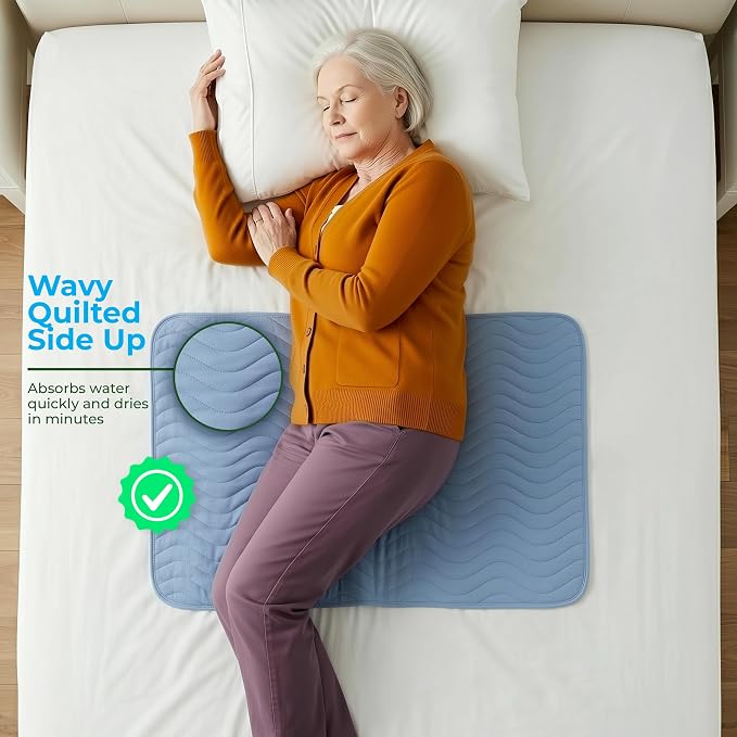 Utopia Bedding Washable Underpads 34" x 52" (Pack of 6), Waterproof Reusable Heavy Absorbency Incontinence Bed Pads for Adults, Kids, Elderly and Pets, Bedwetting Pads for Sofa and Couch (Blue)