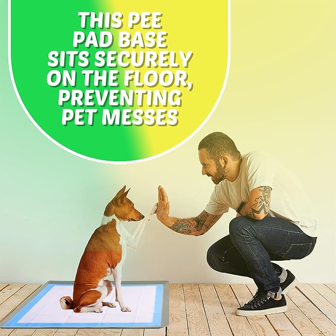 Dog Pee Pad Holder - Fits Up to 30” x 36” Pee Pad - 1 Pack - Light Grey | Stable Grip, Soft Edges, Quick Wipe Silicone Surface, Dog Pad Holder for Indoor Flooring Protection